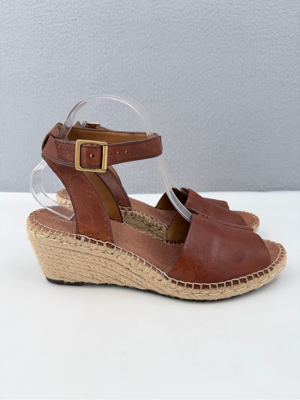 Clarks Petrina Selma Wedge Espadrille Heel Sandals Women's 9.5 Brown Ankle Strap - Picture 6 of 16